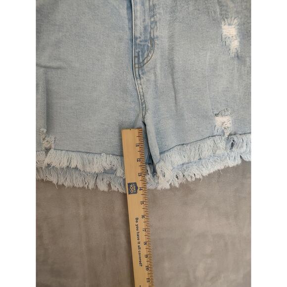Celebrity Pink, Womens, Cut-off Shorts, Distressed, Frayed Hem, Blue, Size 17/33 - Picture 8 of 10